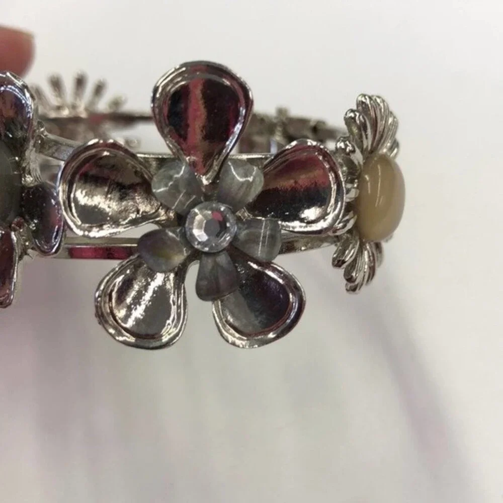 Silver Floral Cuff Bracelet